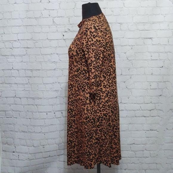 Choker Dress Cheetah Print Vfish 3/4 Sleeve - Picture 3 of 7
